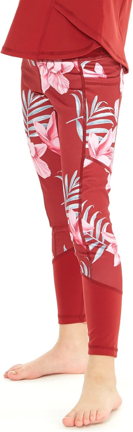 imageMatchable Mother or Daguhter Hawaiian Activewear Set in Lotus and Orchid RedGirl Legging in Lotus and Orchid Red