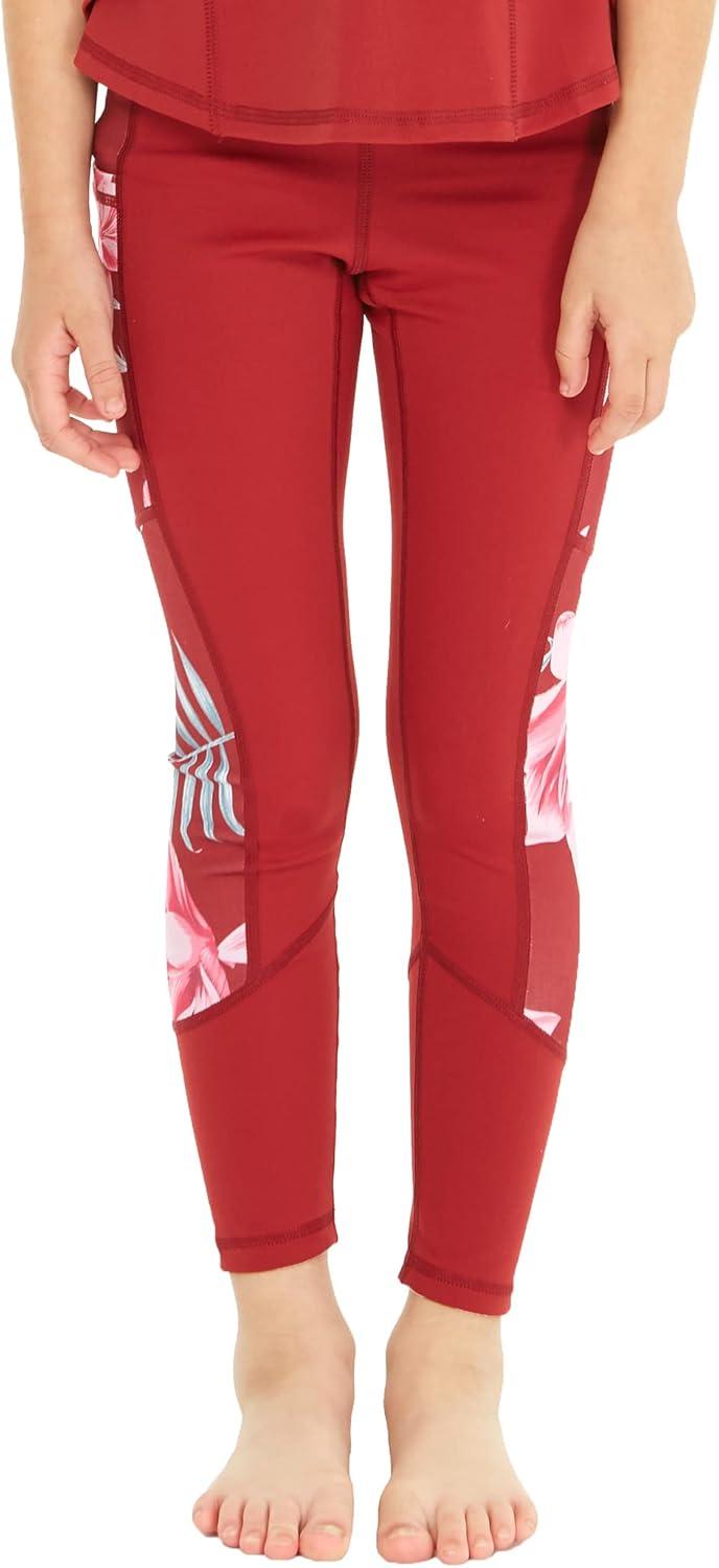 imageMatchable Mother or Daguhter Hawaiian Activewear Set in Lotus and Orchid RedGirl Legging in Side Lotus and Orchid Red