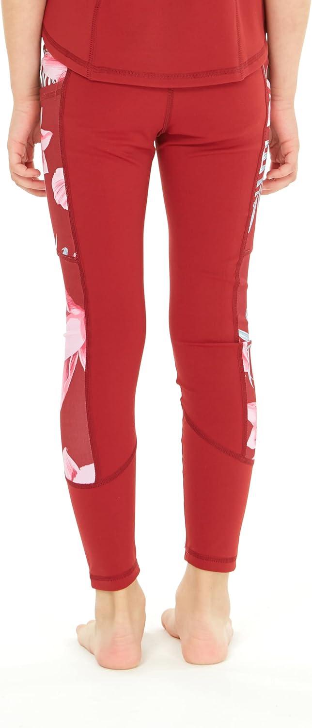 imageMatchable Mother or Daguhter Hawaiian Activewear Set in Lotus and Orchid RedGirl Legging in Side Lotus and Orchid Red