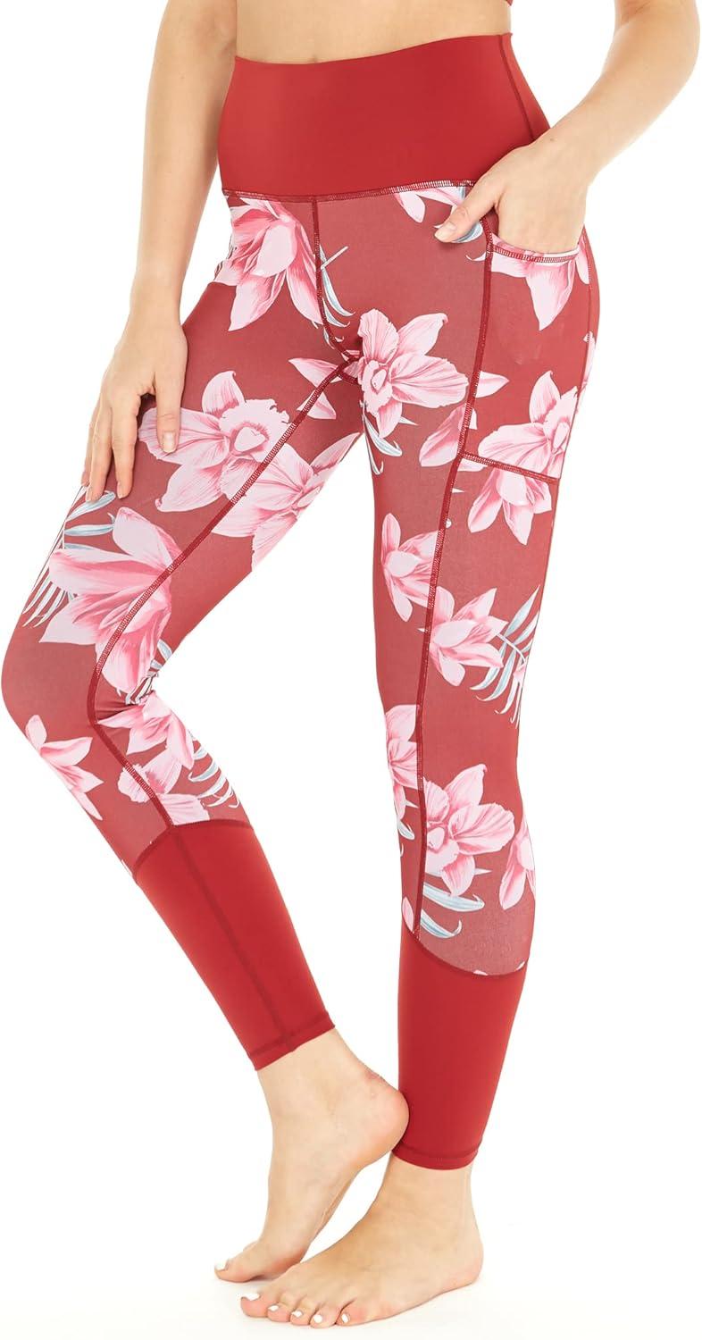 imageMatchable Mother or Daguhter Hawaiian Activewear Set in Lotus and Orchid RedWomen Legging in Lotus and Orchid Red