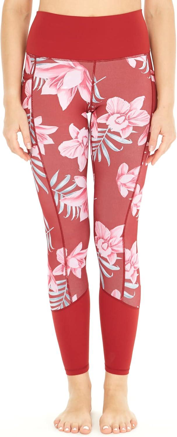 imageMatchable Mother or Daguhter Hawaiian Activewear Set in Lotus and Orchid RedWomen Legging in Lotus and Orchid Red