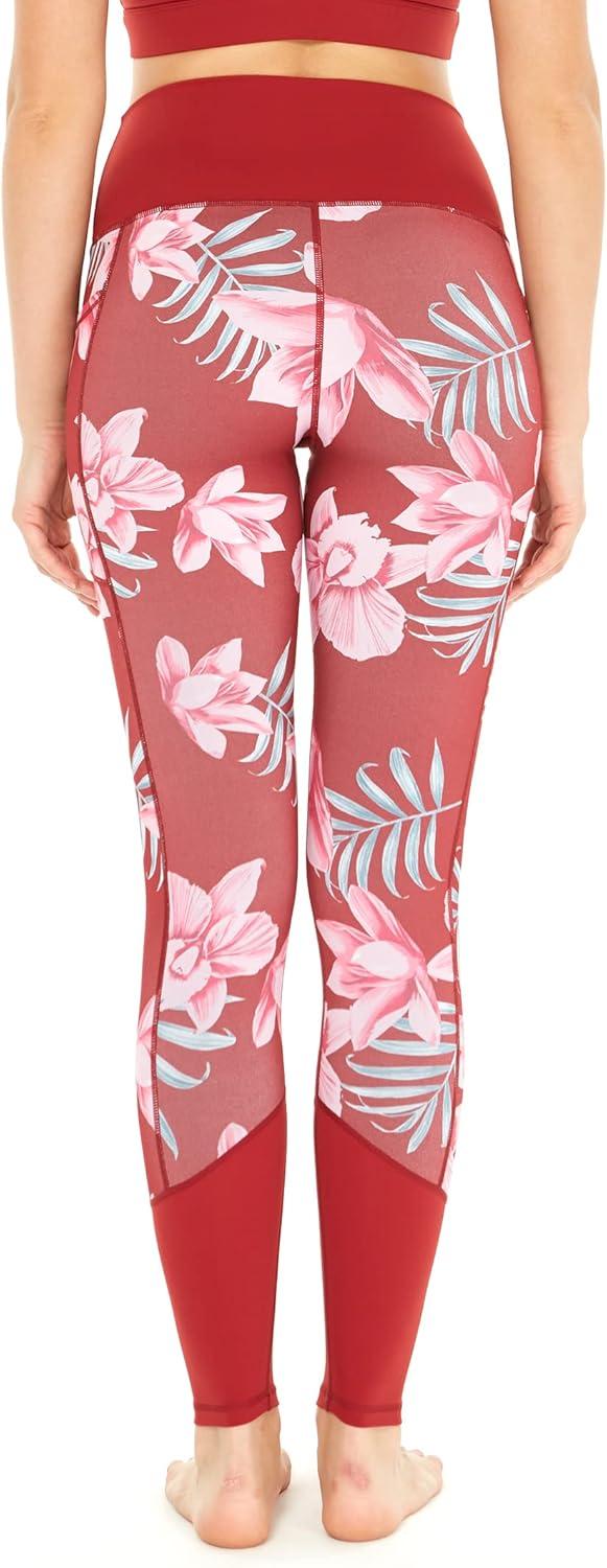 imageMatchable Mother or Daguhter Hawaiian Activewear Set in Lotus and Orchid RedWomen Legging in Lotus and Orchid Red