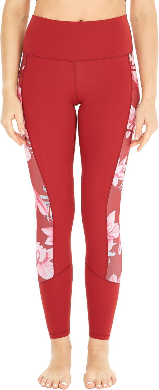 imageMatchable Mother or Daguhter Hawaiian Activewear Set in Lotus and Orchid RedWomen Legging in Side Lotus and Orchid Red