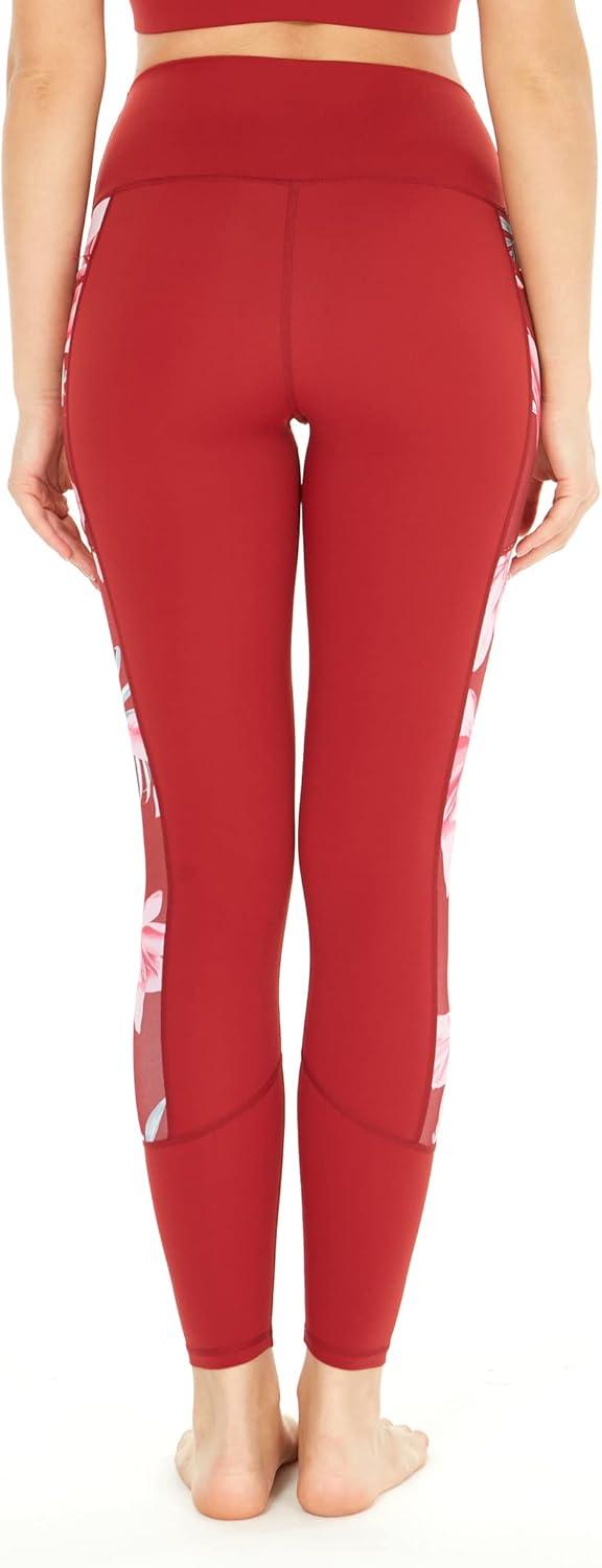 imageMatchable Mother or Daguhter Hawaiian Activewear Set in Lotus and Orchid RedWomen Legging in Side Lotus and Orchid Red