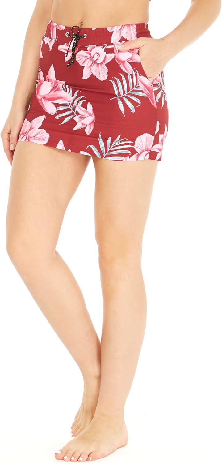 imageMatchable Mother or Daguhter Hawaiian Activewear Set in Lotus and Orchid RedWomen Skorts in Lotus and Orchid Red