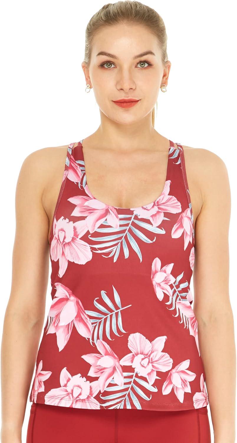 imageMatchable Mother or Daguhter Hawaiian Activewear Set in Lotus and Orchid RedWomen Tank Top in Lotus and Orchid Red