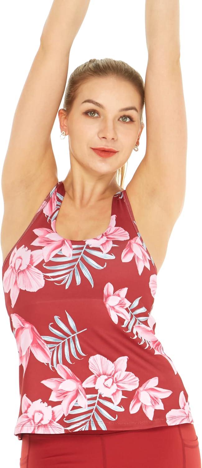 imageMatchable Mother or Daguhter Hawaiian Activewear Set in Lotus and Orchid RedWomen Tank Top in Lotus and Orchid Red