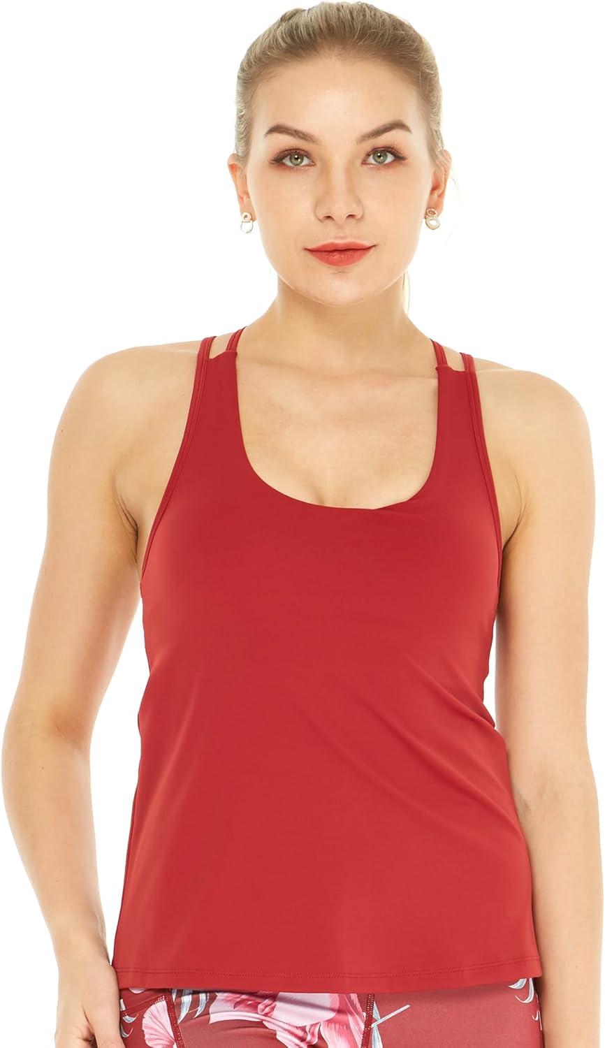 imageMatchable Mother or Daguhter Hawaiian Activewear Set in Lotus and Orchid RedWomen Tank Top in Solid Red