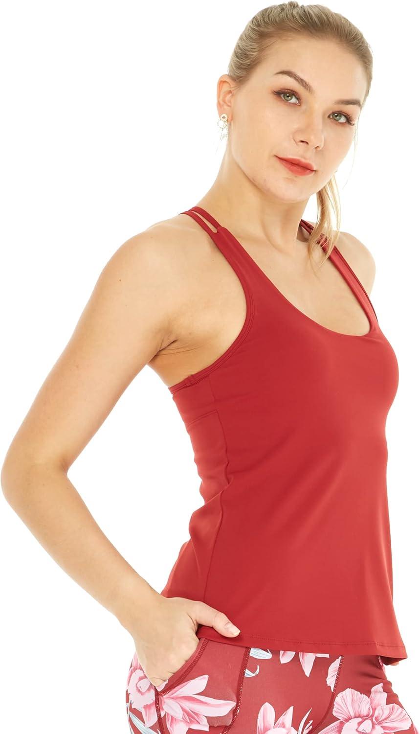 imageMatchable Mother or Daguhter Hawaiian Activewear Set in Lotus and Orchid RedWomen Tank Top in Solid Red