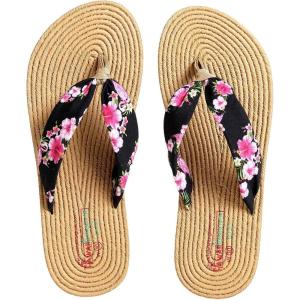 imageHawaii Hangover Unisex Flip Flop with Fabric in Hibiscus VineMen  Hibiscus Vine Black