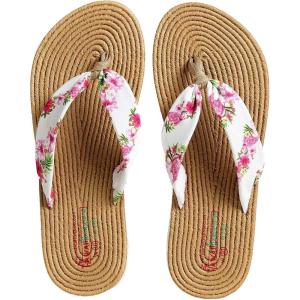 imageHawaii Hangover Unisex Flip Flop with Fabric in Hibiscus VineWomen  Hibiscus Vine White