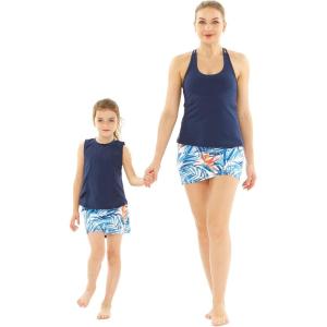 imageMatchable Mother or Daguhter Hawaiian Activewear Set in Firebird Blue WhiteGirl Tank Top in Firebird Blue White
