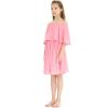 imageHawaii Hangover Girls Beach Wedding OffShoulder Ruffle Flower Girl DressPink Coral