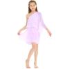 imageHawaii Hangover Girls Beach Wedding One Shoulder Ruffle Flower Girl DressLavender Pastel