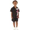 imageMatchable Family Hawaiian Luau Men Women Girl Boy Clothes in Watercolor Orchid in Black PinkBoy Short Sleeve Side
