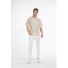 imageMens Hawaiian Luau Embrodiered Flamingo Linen Cotton ShirtDrift Wood