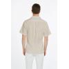 imageMens Hawaiian Luau Embrodiered Flamingo Linen Cotton ShirtDrift Wood