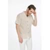 imageMens Hawaiian Luau Embrodiered Flamingo Linen Cotton ShirtDrift Wood