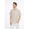 imageMens Hawaiian Luau Embrodiered Flamingo Linen Cotton ShirtDrift Wood