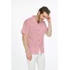 imageMens Hawaiian Luau Embrodiered Flamingo Linen Cotton ShirtPink Coral