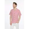 imageMens Hawaiian Luau Embrodiered Flamingo Linen Cotton ShirtPink Coral