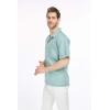 imageMens Hawaiian Luau Embrodiered Flamingo Linen Cotton ShirtSea Grass