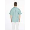 imageMens Hawaiian Luau Embrodiered Flamingo Linen Cotton ShirtSea Grass
