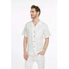 imageMens Hawaiian Luau Embrodiered Flamingo Linen Cotton ShirtShark Tooth