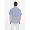 imageMens Hawaiian Luau Embrodiered Flamingo Linen Cotton ShirtTide Pool