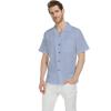 imageMens Hawaiian Luau Embrodiered Flamingo Linen Cotton ShirtTide Pool