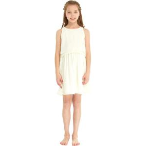 imageGirls Beach Wedding Double Ruffle Top Midi Flower Girl DressIvory Cream