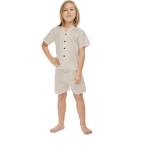 imageHawaii Hangover Boy Aloha Linen Cotton Shirt Cabana Set in Shark ToothDrift Wood
