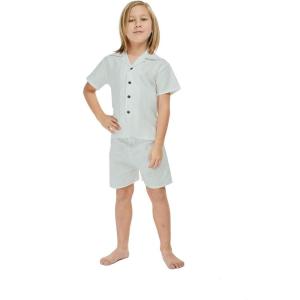imageHawaii Hangover Boy Aloha Linen Cotton Shirt Cabana Set in Shark ToothOcean Spray