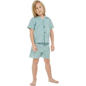 imageHawaii Hangover Boy Aloha Linen Cotton Shirt Cabana Set in Shark ToothSea Grass