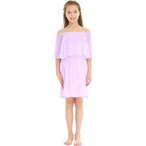 imageHawaii Hangover Girls Beach Wedding OffShoulder Ruffle Flower Girl DressLavender Pastel
