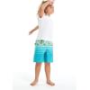 imageBoys Spandex Hawaiian Beach Board Shorts with Elastic Tie and Pocket in Flamingo PartyPineapple Skull Turquoise