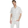 imageHawaiian Beach Wedding Groomsman Bridesmaid Matching Linen Shirt and Chiffon Dress in Ivory CreamKeyhole