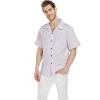 imageHawaiian Beach Wedding Groomsman Bridesmaid Matching Linen Shirt and Chiffon Dress in Lavender PastelV Neck