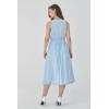 imageHawaiian Beach Wedding Groomsman Bridesmaid Matching Linen Shirt and Chiffon Dress in Periwinkle BlueKeyhole