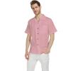 imageHawaiian Beach Wedding Groomsman Bridesmaid Matching Linen Shirt and Chiffon Dress in Pink CoralRuffle Highlow