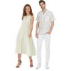 imageHawaiian Beach Wedding Groomsman Bridesmaid Matching Linen Shirt and Chiffon Dress in Ivory CreamKeyhole