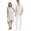 imageHawaiian Beach Wedding Groomsman Bridesmaid Matching Linen Shirt and Chiffon Dress in Ivory CreamRuffle Highlow