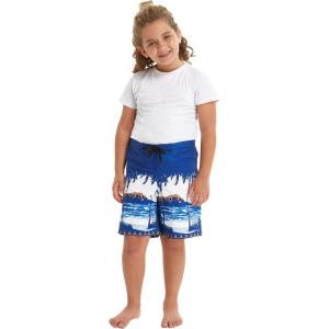 imageBoys Spandex Hawaiian Beach Board Shorts with Elastic Tie and Pocket in Flamingo PartyDiamond Head Navy