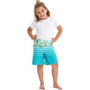 imageBoys Spandex Hawaiian Beach Board Shorts with Elastic Tie and Pocket in Flamingo PartyPineapple Skull Turquoise
