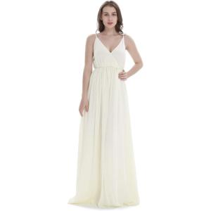 imageHawaii Hangover Womens Beach Wedding V Neck Spaghetti Strap Floor Length Bridesmaid DressIvory Cream