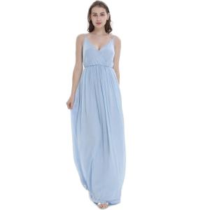 imageHawaii Hangover Womens Beach Wedding V Neck Spaghetti Strap Floor Length Bridesmaid DressPeriwinkle Blue