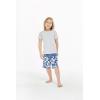 imageBoys Spandex Hawaiian Beach Board Shorts with Elastic Tie and Pocket in Classic Hibiscus PrintClassic Hibiscus in Navy