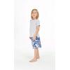 imageBoys Spandex Hawaiian Beach Board Shorts with Elastic Tie and Pocket in Classic Hibiscus PrintClassic Hibiscus in Navy