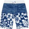 imageBoys Spandex Hawaiian Beach Board Shorts with Elastic Tie and Pocket in Classic Hibiscus PrintClassic Hibiscus in Navy