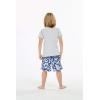 imageBoys Spandex Hawaiian Beach Board Shorts with Elastic Tie and Pocket in Classic Hibiscus PrintClassic Hibiscus in Navy